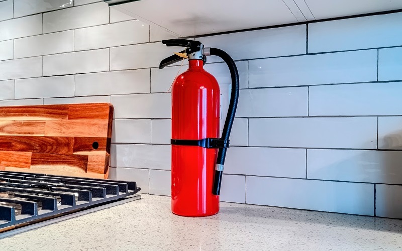 Extinguisher for Kitchen Fire on counter